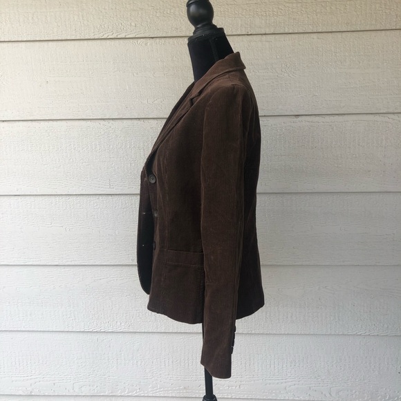 Zara Basic Chocolate Brown Corduroy Classic Blazer - Picture 3 of 16
